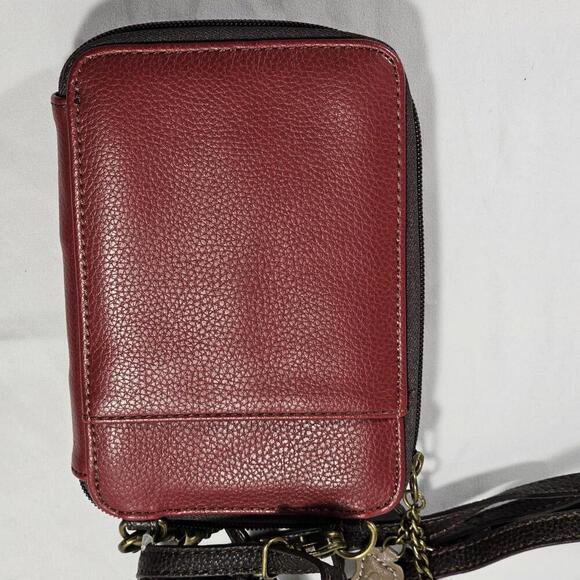 Chala Dog Faux Leather Wallet Crossbody Bag Burgundy Cell Phone Holder - Picture 4 of 6
